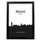 Poster con mapa de Malmo - Suecia. Láminas con Skyline de ciudades del norte de Europa con sombra negra.-Artwork-Nacnic-A3-Marco Negro-Nacnic Estudio SL