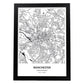 Poster con mapa de Manchester - Reino Unido. Láminas de ciudades de Reino Unido con mares y ríos en color negro.-Artwork-Nacnic-A3-Marco Negro-Nacnic Estudio SL