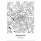 Poster con mapa de Manchester - Reino Unido. Láminas de ciudades de Reino Unido con mares y ríos en color negro.-Artwork-Nacnic-A4-Sin marco-Nacnic Estudio SL