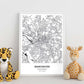 Poster con mapa de Manchester - Reino Unido. Láminas de ciudades de Reino Unido con mares y ríos en color negro.-Artwork-Nacnic-Nacnic Estudio SL