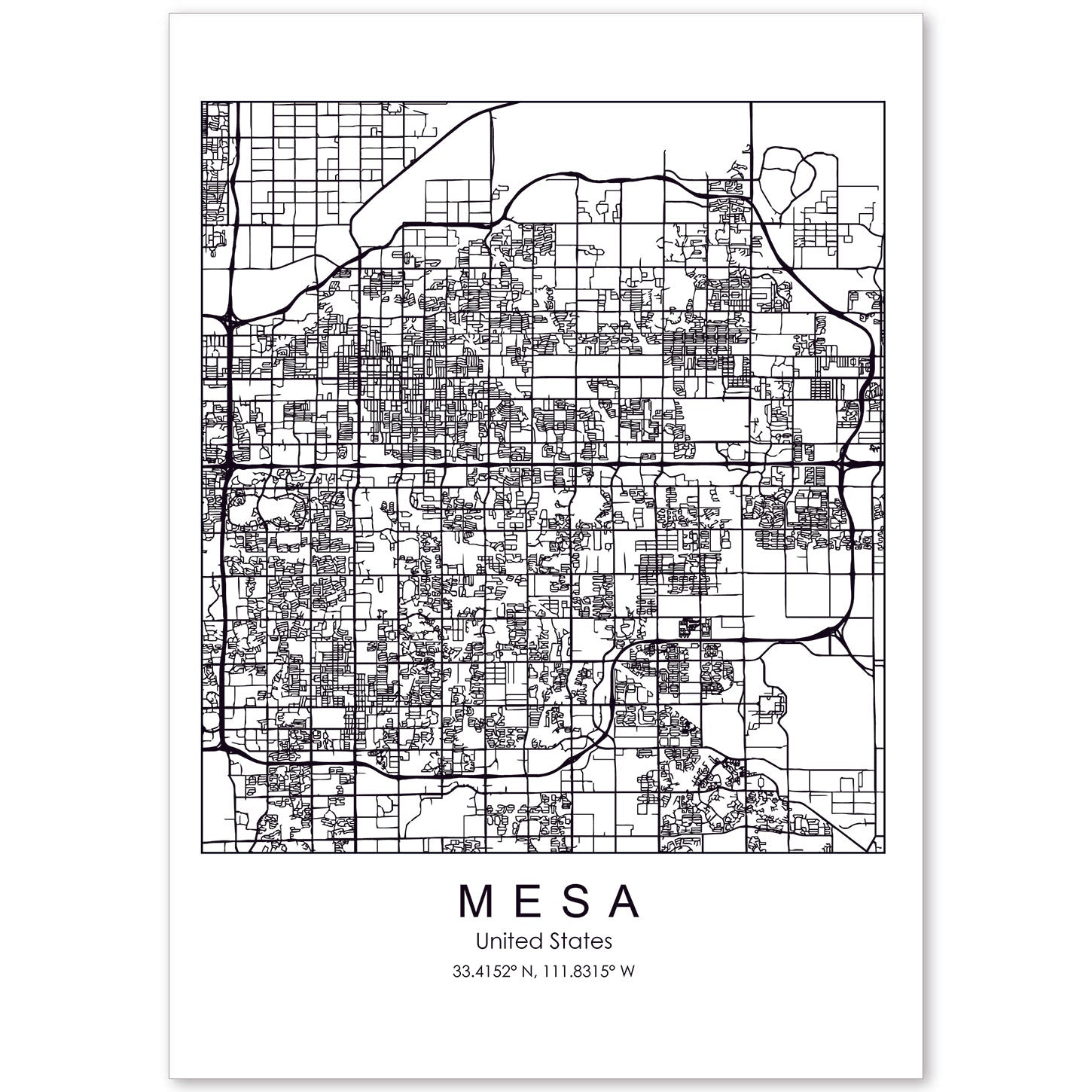Poster con mapa de Mesa. Lámina de Estados Unidos, con imágenes de mapas y carreteras-Artwork-Nacnic-A4-Sin marco-Nacnic Estudio SL