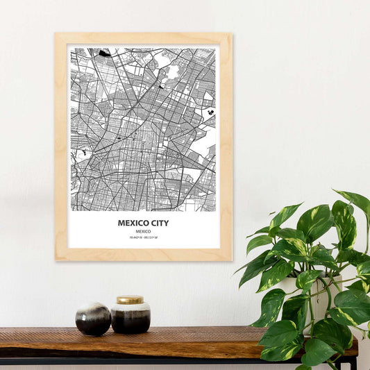 Poster con mapa de Mexico City - Mexico. Láminas de ciudades de Latinoamérica con mares y ríos en color negro.-Artwork-Nacnic-Nacnic Estudio SL