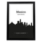 Poster con mapa de Mexico - Na. Láminas con Skyline de ciudades de Estados Unidos, Canada, Mexico con sombra negra.-Artwork-Nacnic-A4-Marco Negro-Nacnic Estudio SL