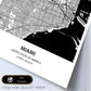 Poster con mapa de Miami - USA. Láminas de ciudades de Estados Unidos con mares y ríos en color negro.-Artwork-Nacnic-Nacnic Estudio SL