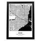 Poster con mapa de Miami - USA. Láminas de ciudades de Estados Unidos con mares y ríos en color negro.-Artwork-Nacnic-A3-Marco Negro-Nacnic Estudio SL