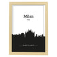 Poster con mapa de Milan - Italia. Láminas con Skyline de ciudades de Italia con sombra negra.-Artwork-Nacnic-A4-Marco Madera clara-Nacnic Estudio SL