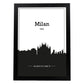 Poster con mapa de Milan - Italia. Láminas con Skyline de ciudades de Italia con sombra negra.-Artwork-Nacnic-A4-Marco Negro-Nacnic Estudio SL