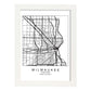 Poster con mapa de Milwaukee. Lámina de Estados Unidos, con imágenes de mapas y carreteras-Artwork-Nacnic-A3-Marco Blanco-Nacnic Estudio SL