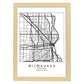 Poster con mapa de Milwaukee. Lámina de Estados Unidos, con imágenes de mapas y carreteras-Artwork-Nacnic-A3-Marco Madera clara-Nacnic Estudio SL