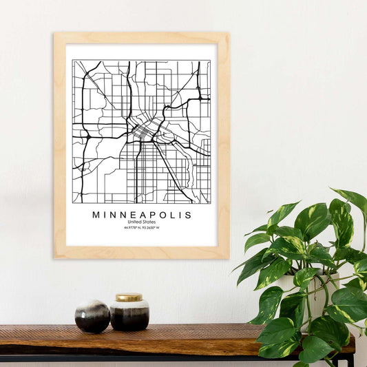 Poster con mapa de Minneapolis. Lámina de Estados Unidos, con imágenes de mapas y carreteras-Artwork-Nacnic-Nacnic Estudio SL