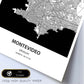 Poster con mapa de Montevideo - Canada. Láminas de ciudades de Estados Unidos con mares y ríos en color negro.-Artwork-Nacnic-Nacnic Estudio SL