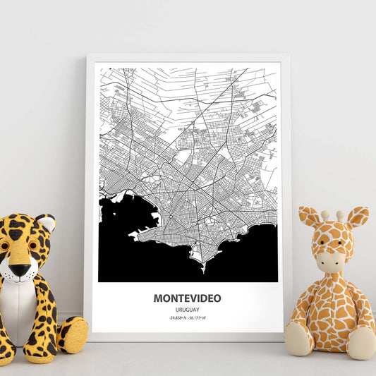 Poster con mapa de Montevideo - Canada. Láminas de ciudades de Estados Unidos con mares y ríos en color negro.-Artwork-Nacnic-Nacnic Estudio SL