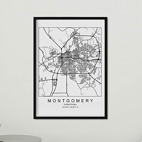 Poster con mapa de Montgomery. Lámina de Estados Unidos, con imágenes de mapas y carreteras-Artwork-Nacnic-Nacnic Estudio SL