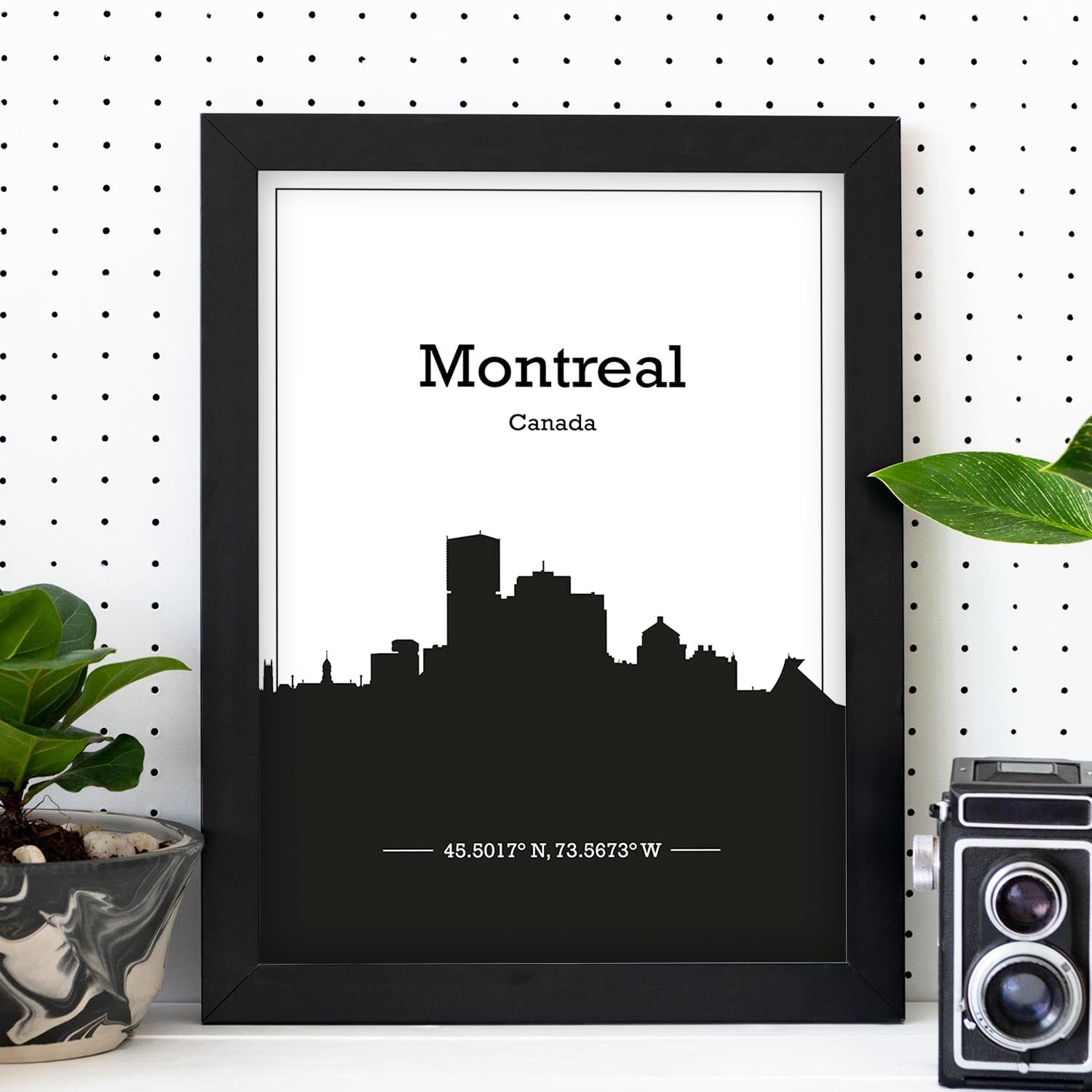 Poster con mapa de Montreal - Canada. Láminas con Skyline de ciudades de Estados Unidos, Canada, Mexico con sombra negra.-Artwork-Nacnic-Nacnic Estudio SL
