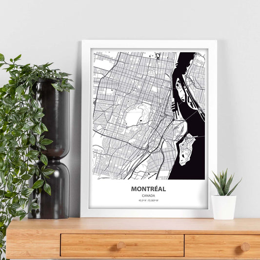 Poster con mapa de Montreal - canada. Láminas de ciudades de Canada con mares y ríos en color negro.-Artwork-Nacnic-Nacnic Estudio SL