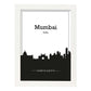Poster con mapa de Mumbai - India. Láminas con Skyline de ciudades de Asia, Australia, y Oriente Medio con sombra negra.-Artwork-Nacnic-A3-Marco Blanco-Nacnic Estudio SL