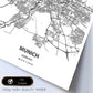 Poster con mapa de Munich - Alemania. Láminas de ciudades de Alemania con mares y ríos en color negro.-Artwork-Nacnic-Nacnic Estudio SL