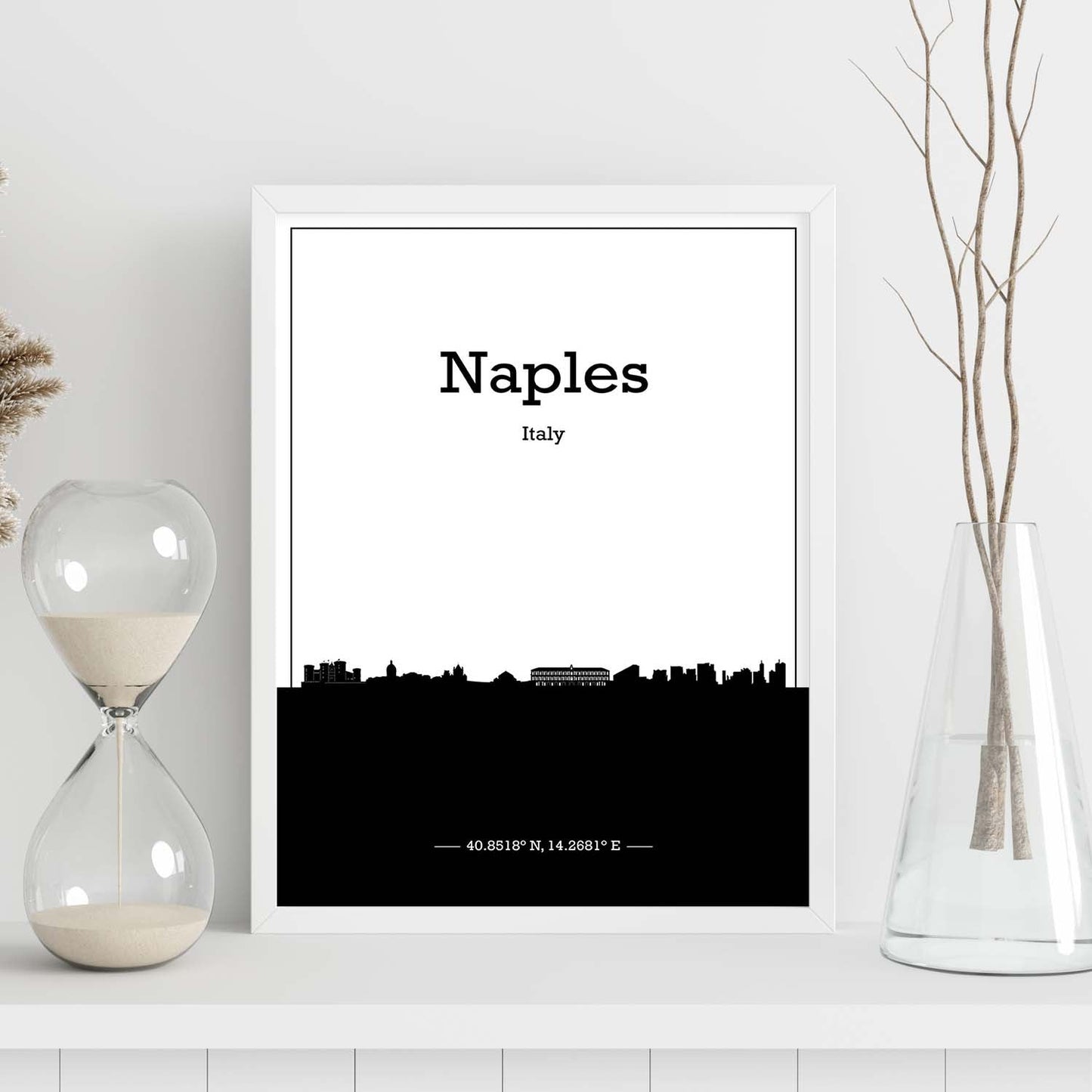 Poster con mapa de Naples - Italia. Láminas con Skyline de ciudades de Italia con sombra negra.-Artwork-Nacnic-Nacnic Estudio SL