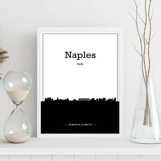 Poster con mapa de Naples - Italia. Láminas con Skyline de ciudades de Italia con sombra negra.-Artwork-Nacnic-Nacnic Estudio SL