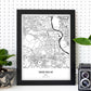 Poster con mapa de New Delhi - India. Láminas de ciudades de Asia con mares y ríos en color negro.-Artwork-Nacnic-Nacnic Estudio SL