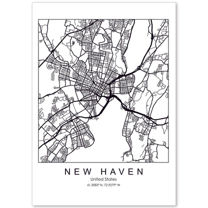 Poster con mapa de New Haven. Lámina de Estados Unidos, con imágenes de mapas y carreteras-Artwork-Nacnic-A4-Sin marco-Nacnic Estudio SL