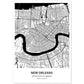 Poster con mapa de New Orleans - USA. Láminas de ciudades de Estados Unidos con mares y ríos en color negro.-Artwork-Nacnic-A4-Sin marco-Nacnic Estudio SL