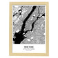 Poster con mapa de New York - USA. Láminas de ciudades de Estados Unidos con mares y ríos en color negro.-Artwork-Nacnic-A3-Marco Madera clara-Nacnic Estudio SL