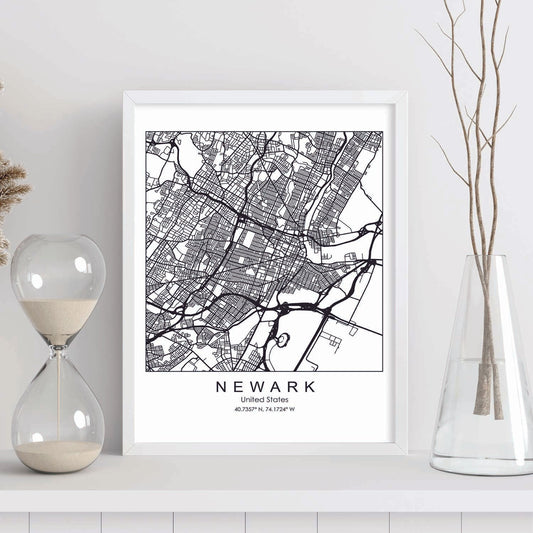 Poster con mapa de Newark. Lámina de Estados Unidos, con imágenes de mapas y carreteras-Artwork-Nacnic-Nacnic Estudio SL