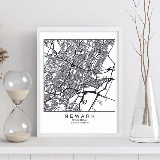 Poster con mapa de Newark. Lámina de Estados Unidos, con imágenes de mapas y carreteras-Artwork-Nacnic-Nacnic Estudio SL