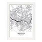 Poster con mapa de NewCastle - Reino Unido. Láminas de ciudades de Reino Unido con mares y ríos en color negro.-Artwork-Nacnic-A3-Marco Blanco-Nacnic Estudio SL
