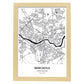 Poster con mapa de NewCastle - Reino Unido. Láminas de ciudades de Reino Unido con mares y ríos en color negro.-Artwork-Nacnic-A4-Marco Madera clara-Nacnic Estudio SL
