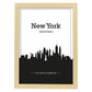 Poster con mapa de Newyork - USA. Láminas con Skyline de ciudades de Estados Unidos, Canada, Mexico con sombra negra.-Artwork-Nacnic-A3-Marco Madera clara-Nacnic Estudio SL
