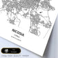 Poster con mapa de Nicosia - Chipre. Láminas de ciudades de Europa con mares y ríos en color negro.-Artwork-Nacnic-Nacnic Estudio SL