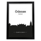 Poster con mapa de Odense - Dinamarca. Láminas con Skyline de ciudades del norte de Europa con sombra negra.-Artwork-Nacnic-A3-Marco Negro-Nacnic Estudio SL