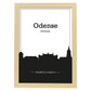 Poster con mapa de Odense - Dinamarca. Láminas con Skyline de ciudades del norte de Europa con sombra negra.-Artwork-Nacnic-A4-Marco Madera clara-Nacnic Estudio SL