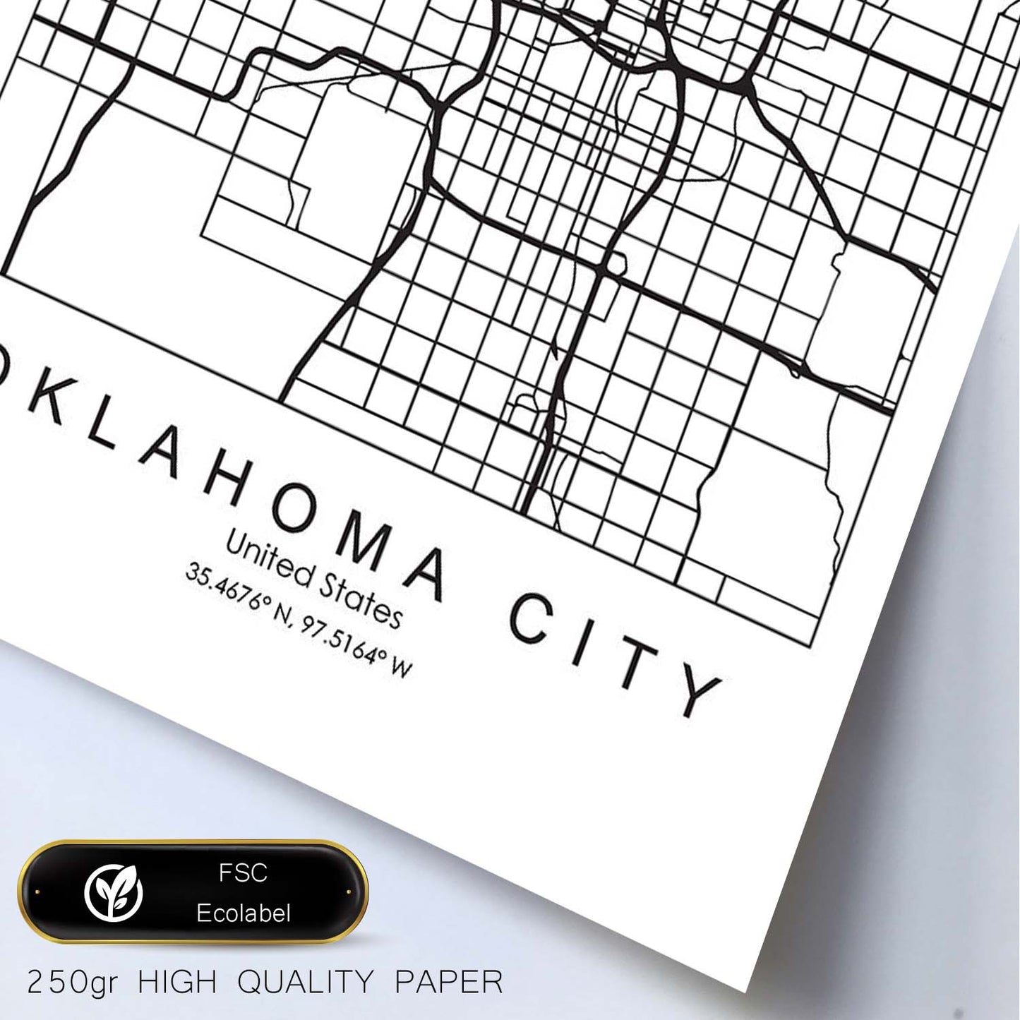 Poster con mapa de Oklahoma. Lámina de Estados Unidos, con imágenes de mapas y carreteras-Artwork-Nacnic-Nacnic Estudio SL