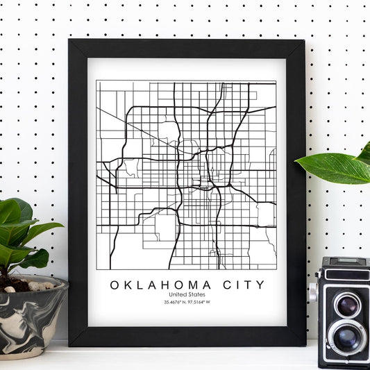 Poster con mapa de Oklahoma. Lámina de Estados Unidos, con imágenes de mapas y carreteras-Artwork-Nacnic-Nacnic Estudio SL
