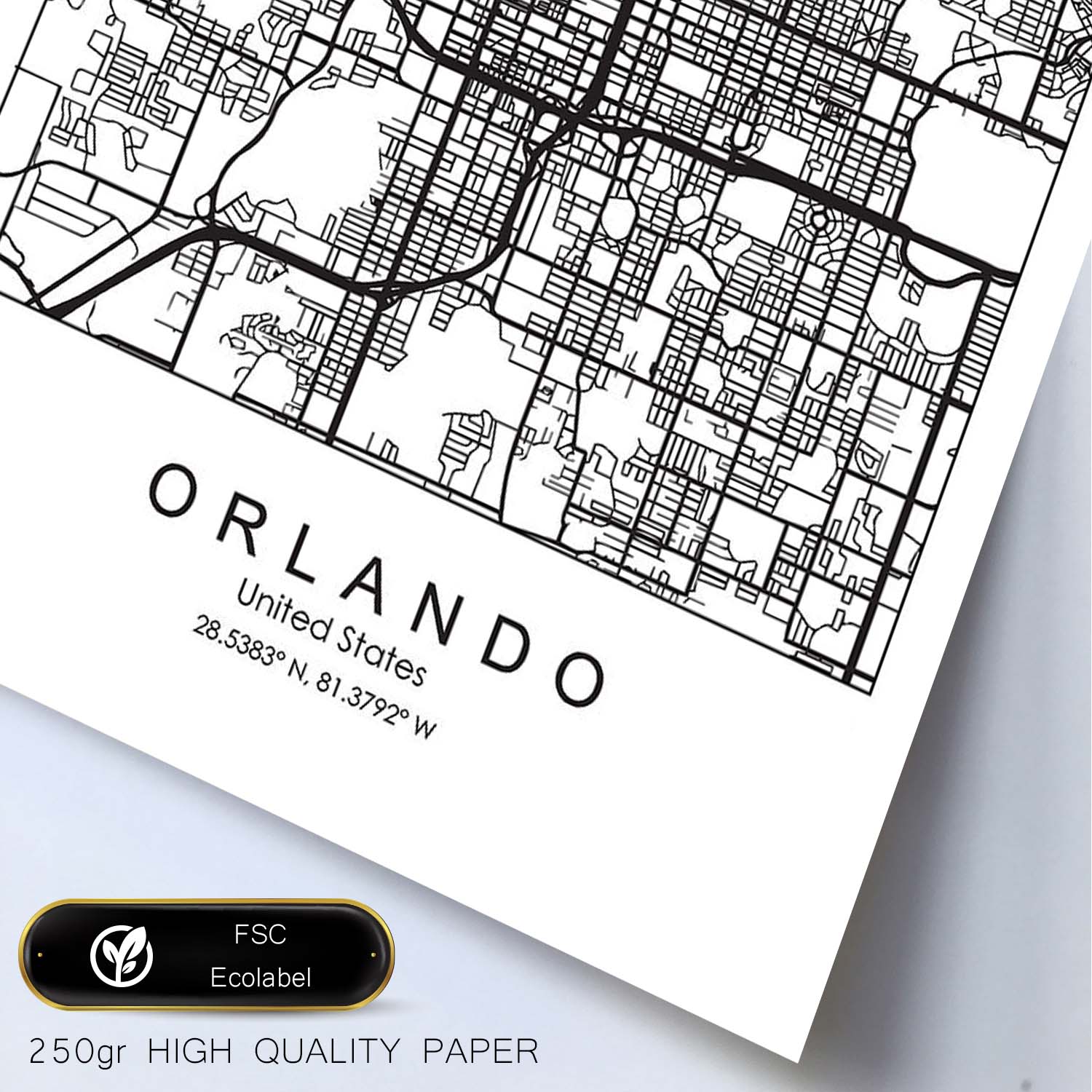 Poster con mapa de Orlando. Lámina de Estados Unidos, con imágenes de mapas y carreteras-Artwork-Nacnic-Nacnic Estudio SL