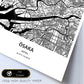 Poster con mapa de Osaka - Japon. Láminas de ciudades de Asia con mares y ríos en color negro.-Artwork-Nacnic-Nacnic Estudio SL