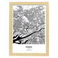 Poster con mapa de Osaka - Japon. Láminas de ciudades de Asia con mares y ríos en color negro.-Artwork-Nacnic-A3-Marco Madera clara-Nacnic Estudio SL