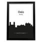 Poster con mapa de Oslo - Noruega. Láminas con Skyline de ciudades del norte de Europa con sombra negra.-Artwork-Nacnic-A4-Marco Negro-Nacnic Estudio SL