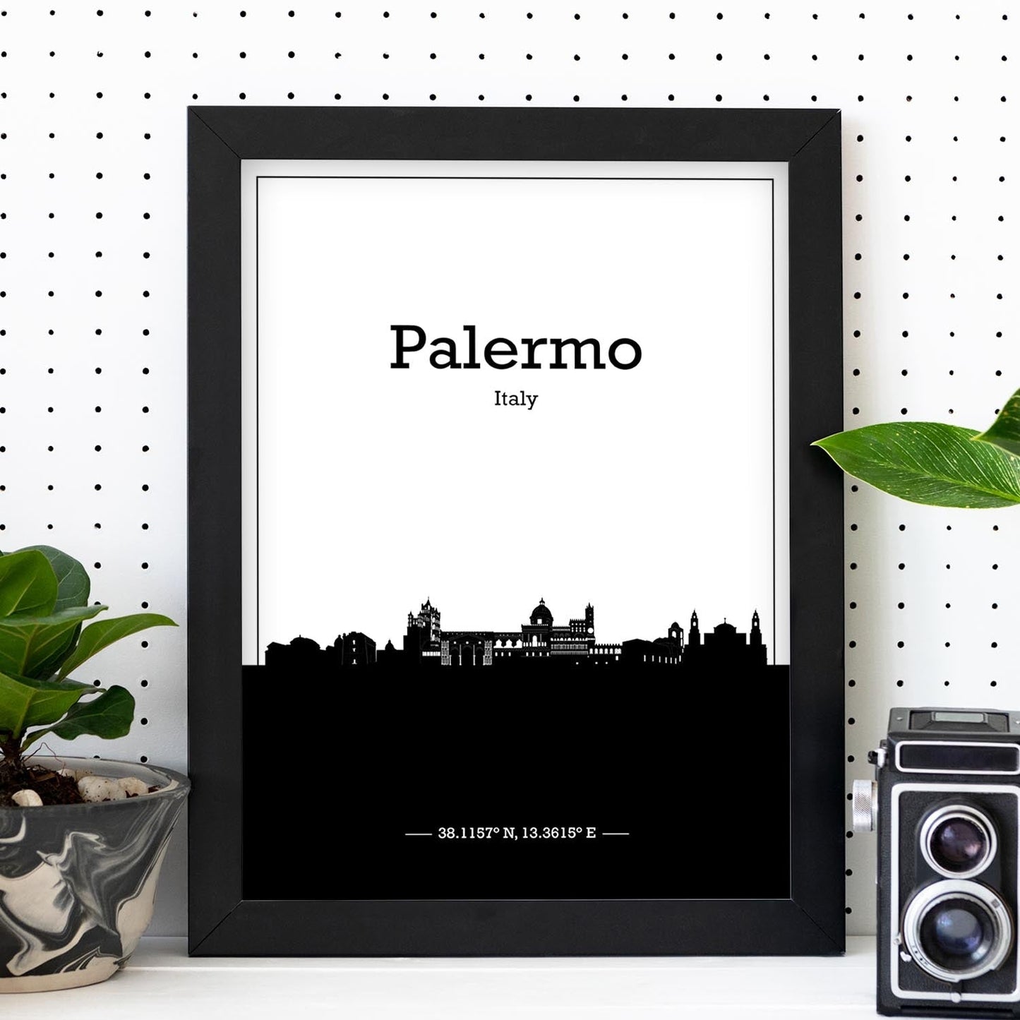 Poster con mapa de Palermo - Italia. Láminas con Skyline de ciudades de Italia con sombra negra.-Artwork-Nacnic-Nacnic Estudio SL