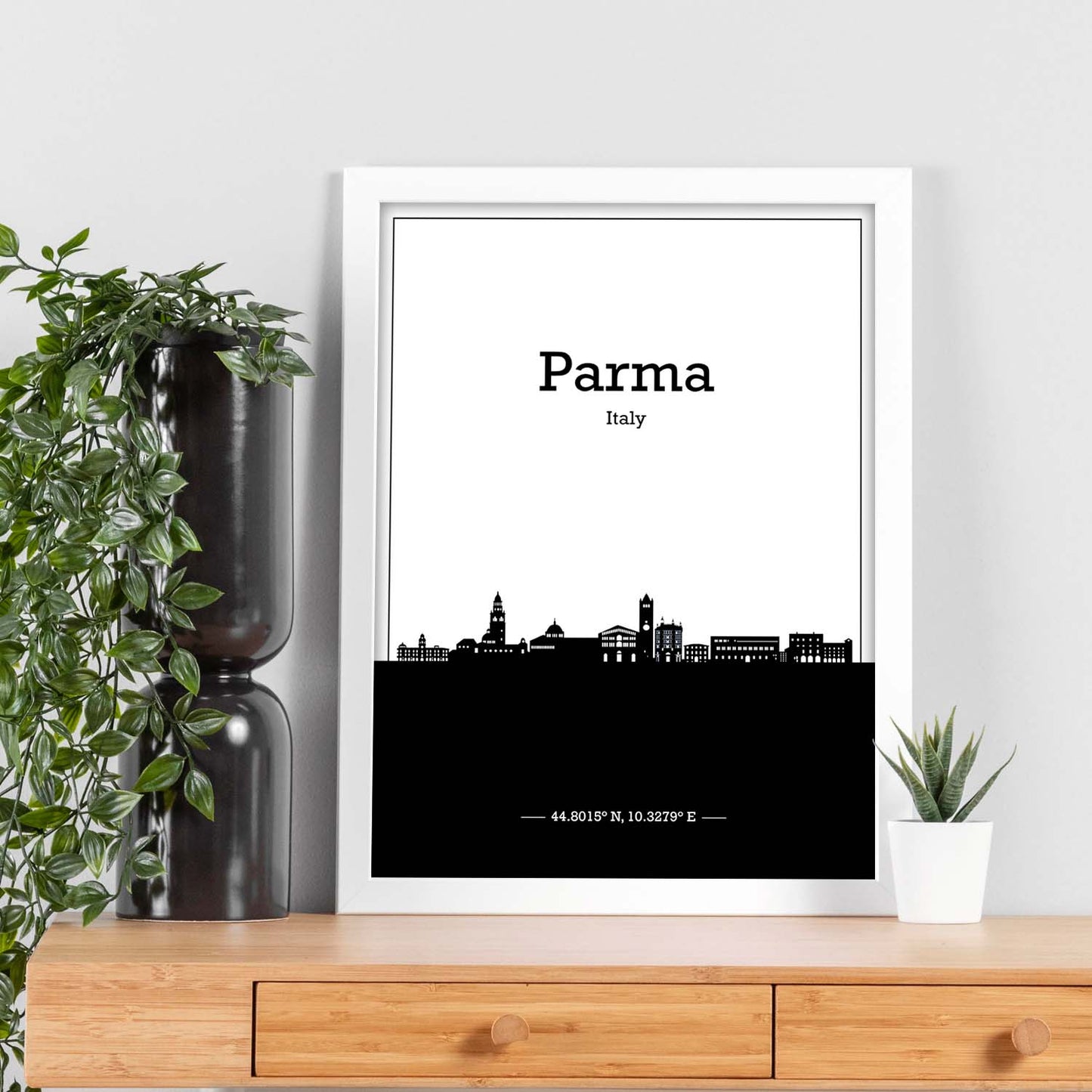 Poster con mapa de Parma - Italia. Láminas con Skyline de ciudades de Italia con sombra negra.-Artwork-Nacnic-Nacnic Estudio SL