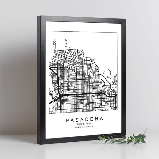 Poster con mapa de Pasadena. Lámina de Estados Unidos, con imágenes de mapas y carreteras-Artwork-Nacnic-Nacnic Estudio SL