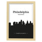 Poster con mapa de Philadelphia - USA. Láminas con Skyline de ciudades de Estados Unidos, Canada, Mexico con sombra negra.-Artwork-Nacnic-A3-Marco Madera clara-Nacnic Estudio SL