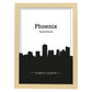 Poster con mapa de Phoenix - USA. Láminas con Skyline de ciudades de Estados Unidos, Canada, Mexico con sombra negra.-Artwork-Nacnic-A3-Marco Madera clara-Nacnic Estudio SL