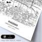Poster con mapa de Phoenix - USA. Láminas de ciudades de Estados Unidos con mares y ríos en color negro.-Artwork-Nacnic-Nacnic Estudio SL