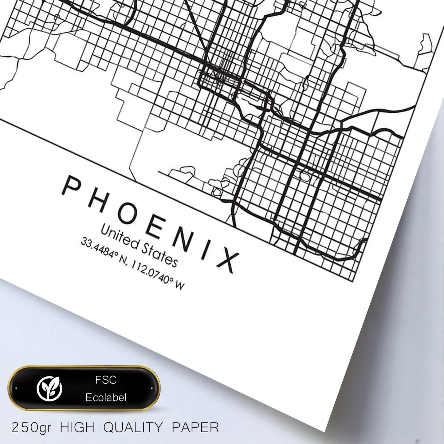 Poster con mapa de Phoenix. Lámina de Estados Unidos, con imágenes de mapas y carreteras-Artwork-Nacnic-Nacnic Estudio SL
