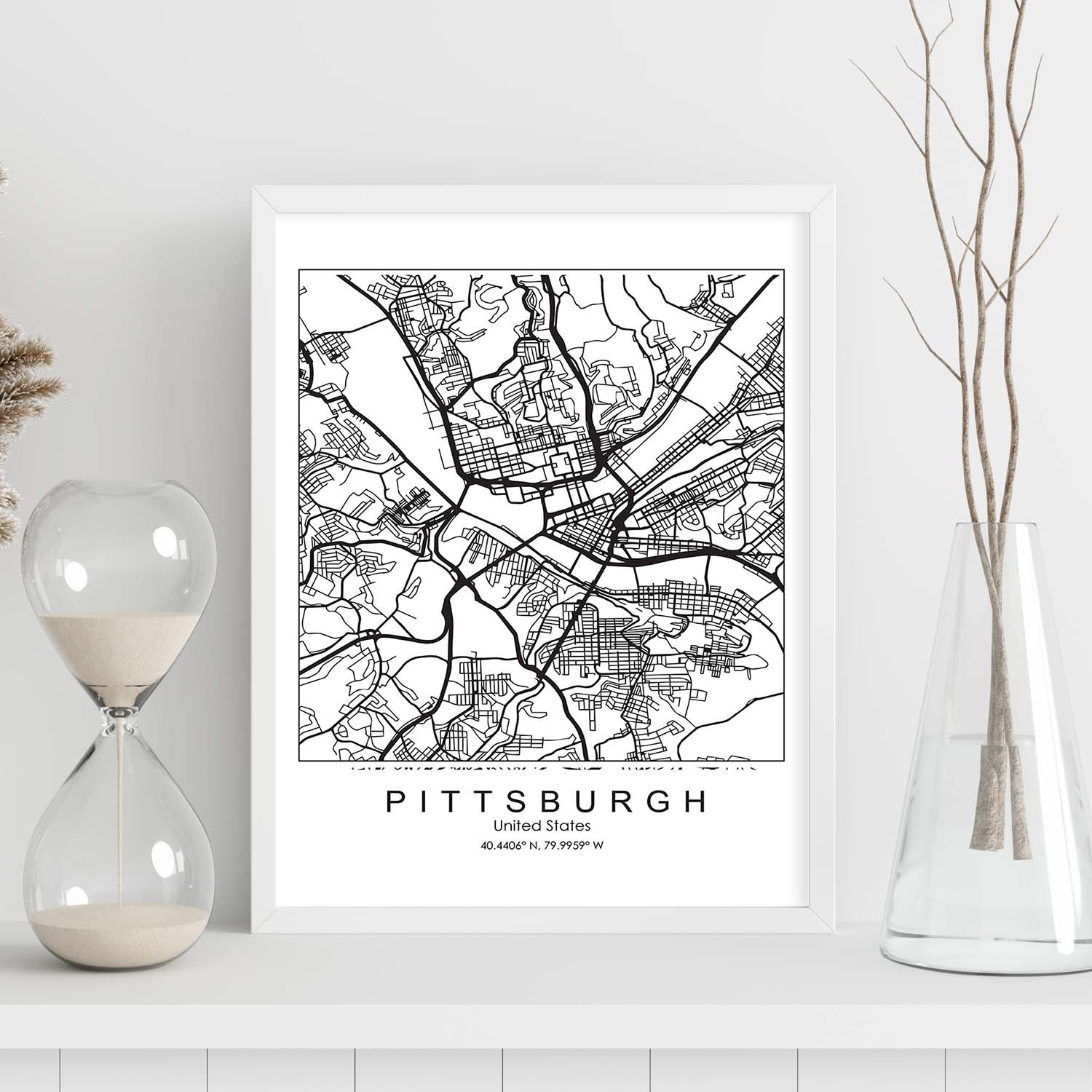 Poster con mapa de Pittsburgh. Lámina de Estados Unidos, con imágenes de mapas y carreteras-Artwork-Nacnic-Nacnic Estudio SL