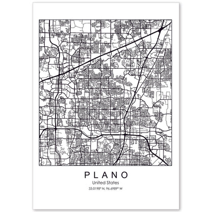 Poster con mapa de Plano. Lámina de Estados Unidos, con imágenes de mapas y carreteras-Artwork-Nacnic-A4-Sin marco-Nacnic Estudio SL